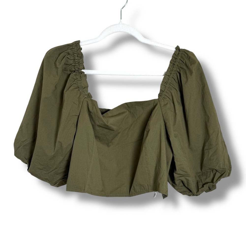 Jason Wu Green Puff Sleeve Cropped Shirt Size XL